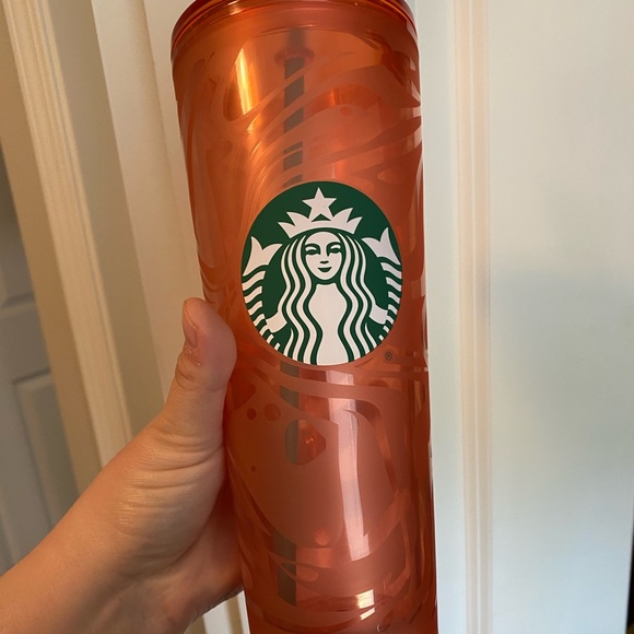 GORGEOUS RARE Orange Swirl Tumbler Starbucks 24oz - Picture 2 of 8